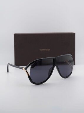 Tom Ford Axel FT1197 01A Square Sunglasses - Shiny Black /Grey